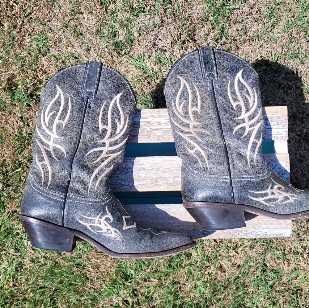 Justin Grey Women 8.5 Boots Western Cowgirl Leather - Picture 3 of 12